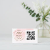 Carte De Visite Logo de la brosse à aquarelle rose Code Qr (Debout devant)