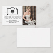 Carte De Visite Logo de la caméra | Modèle portant une robe Mariag (Devant / Derrière)