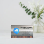 Carte De Visite Logo de la centrale électrique | Bois métallique (Debout devant)