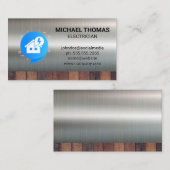 Carte De Visite Logo de la centrale électrique | Bois métallique (Devant / Derrière)