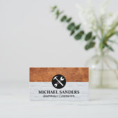 Carte De Visite Logo de la clé de marteau | Mur en cuir (Debout devant)