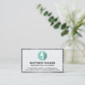 Carte De Visite Logo de la clé de tuyau | Mur de briques et Rivets (Debout devant)