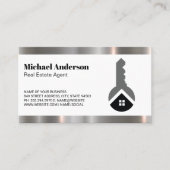 Carte De Visite Logo de la clé immobilière | Découpe métallique (Devant)