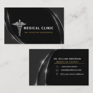 Carte De Visite Logo de la Clinique Professionnelle Argent Médical
