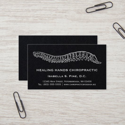 Carte De Visite Logo de la colonne vertébrale tiré à la main Heure (Devant/Arrière en situation)