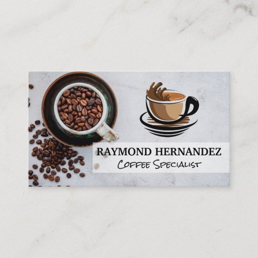 Carte De Visite Logo de la coupe de café | Haricots (Devant)