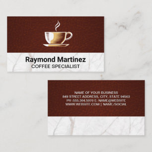 Carte De Visite Logo de la coupe de café   Marbre et cuir