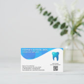 Carte De Visite Logo de la dent bleue | dentisterie | Code QR pers (Debout devant)