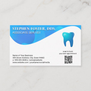 Carte De Visite Logo de la dent bleue   dentisterie   Code QR pers