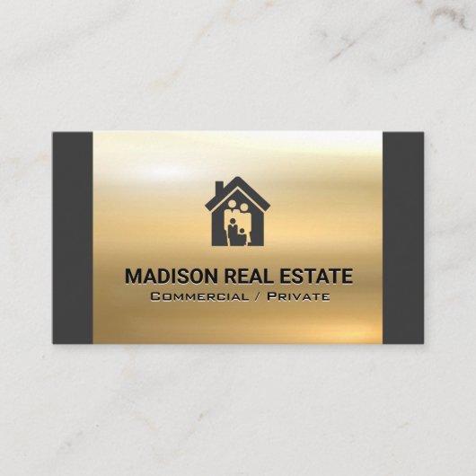 Carte De Visite Logo de la famille House | Métal or (Devant)