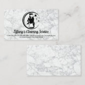 Carte De Visite Logo de la femme de ménage | Arrière - plan en mar (Devant / Derrière)