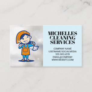 Carte De Visite Logo de la femme de nettoyage   Services à domicil