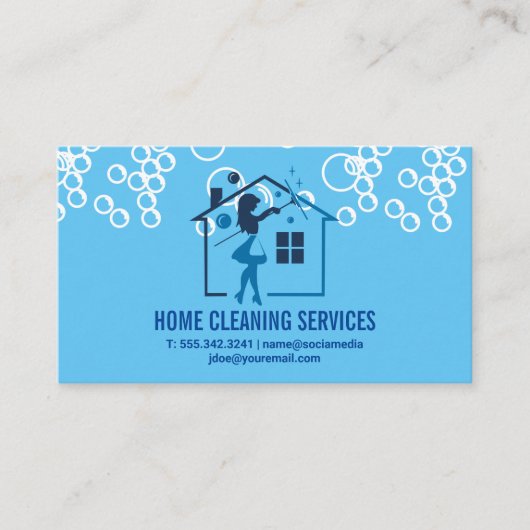 Carte De Visite Logo de la femme et de la maison | Bulles de savon (Devant)