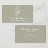 Carte De Visite Logo de la feuille botanique moderne Simple Vert n (Devant / Derrière)