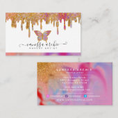 Carte De Visite Logo de la goutte d'or à papillon arc-en-ciel (Devant / Derrière)