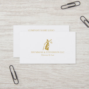 Carte De Visite Logo De La Justice De La Dame D'Or Simple De Law