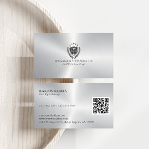Carte De Visite Logo de la justice Fond argent métallisé