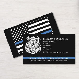 Carte De Visite Logo de la ligne bleue mince du service de police