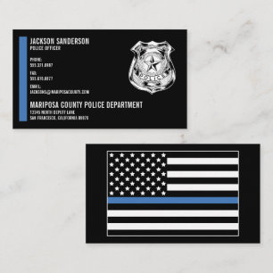 Carte De Visite Logo de la ligne bleue mince du service de police