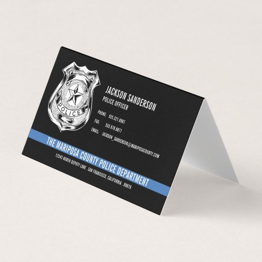 Carte De Visite Logo de la ligne bleue mince du service de police (Devant)