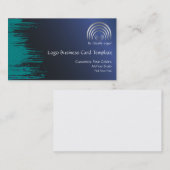 Carte De Visite Logo de la lune de croissant bleu turquoise (Devant / Derrière)