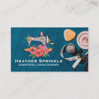 Carte De Visite Logo de la machine à coudre aquarelle | Outils d'a