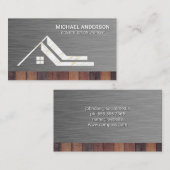 Carte De Visite Logo de la maison | Bois métallique | Construction (Devant / Derrière)