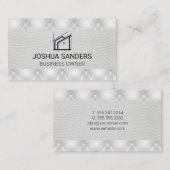 Carte De Visite Logo de la maison | Cuir blanc rembourré (Devant / Derrière)