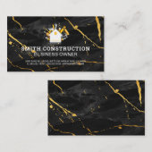 Carte De Visite Logo de la maison de construction | Marbre noir (Devant / Derrière)