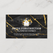 Carte De Visite Logo de la maison de construction | Marbre noir (Devant)