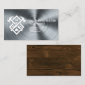 Carte De Visite Logo de la maison de marteau | Bois métallique (Devant / Derrière)