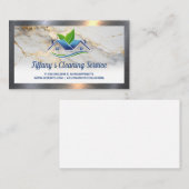 Carte De Visite Logo de la maison de ménage | Bordure métallique (Devant / Derrière)