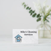 Carte De Visite Logo de la maison de nettoyage | Marbre | Logo de  (Debout devant)