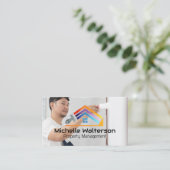 Carte De Visite Logo de la maison de pinceau | Mur de peinture de (Debout devant)