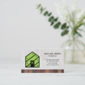 Carte De Visite Logo de la maison en bois | Générateur | Marbre (Debout devant)