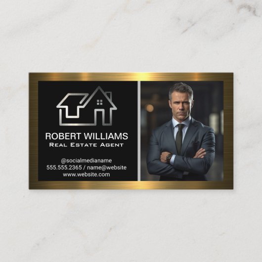 Carte De Visite Logo de la maison immobilière | Homme d'affaires (Devant)