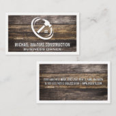 Carte De Visite Logo de la maison marteau de construction | Bois (Devant / Derrière)