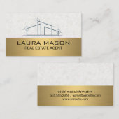 Carte De Visite Logo de la maison | Métallique d'or (Devant / Derrière)