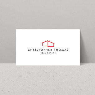 Carte De Visite Logo de la maison moderne Immobilier Rouge/Blanc
