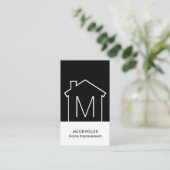 Carte De Visite Logo de la maison moderne Monogramme Vertical Noir (Debout devant)