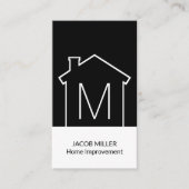 Carte De Visite Logo de la maison moderne Monogramme Vertical Noir (Devant)