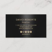 Carte De Visite Logo de la maison personnalisée Noir & Or (Dos)