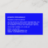 Carte De Visite Logo de la maison, plombier, plomberie (Dos)