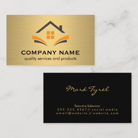 Carte De Visite Logo de la maison | Réalisateur | Arrière - plan m (Devant / Derrière)