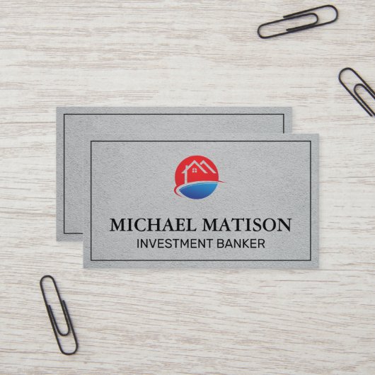 Carte De Visite Logo de la Maison | Rouge Bleu (Devant/Arrière en situation)