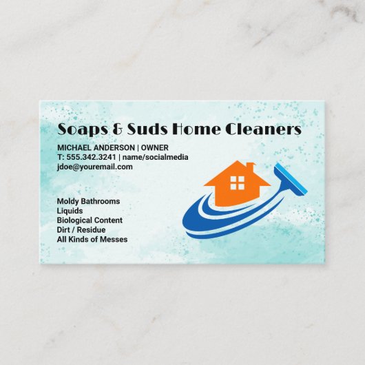 Carte De Visite Logo de la maison Squeegee | Nettoyage commercial (Devant)