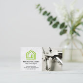 Carte De Visite Logo de la maison stylisée verte | Touches (Debout devant)