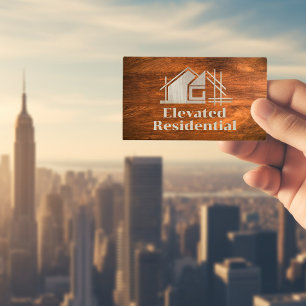 Carte De Visite Logo de la maison Wood Grain