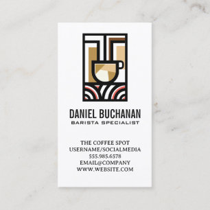 Carte De Visite Logo de la Modern Art Cafe Barista Restaurant