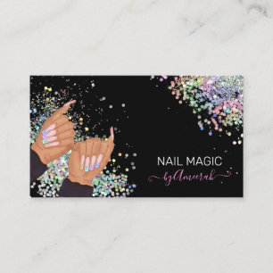 Carte De Visite Logo de la Parties scintillant holographique Nail